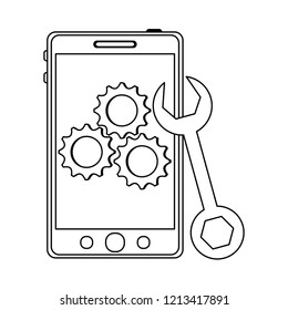 Smartphone technical support in black and white