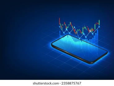 La tecnología Smartphone te permite realizar operaciones de valores a través de tu teléfono móvil mientras monitoreas los precios de las acciones. Crecimiento de la empresa Es un teléfono móvil que muestra gráficos de acciones.