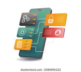 Smartphone technology application testing concept illustration