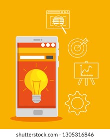 smartphone technology with bulb idea and strategy