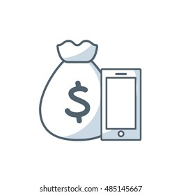 smartphone technology with business icon vector illustration, eps10