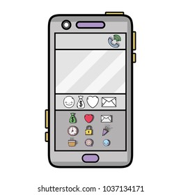 smartphone technology with chat emojis design