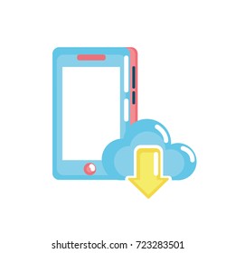 smartphone technology with cloud data icon