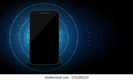 smartphone technology Communication with circuit board blue background