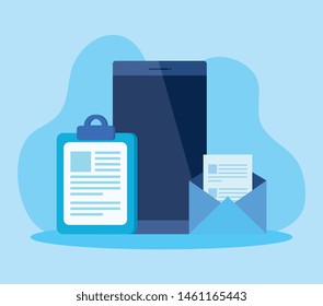 smartphone technology with document report and letter
