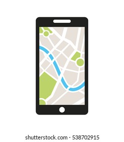 smartphone technology with gps app icon vector illustration design