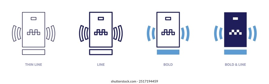 Smartphone-Technologie-Symbol in 4 verschiedenen Stilen. Dünne Linie, Linie, Fett und Fette Linie. Duotone-Stil. Bearbeitbarer Strich.