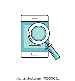 smartphone technology information with magnifying glass