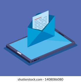 smartphone technology with letter and document information