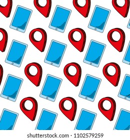 smartphone technology with location symbol background