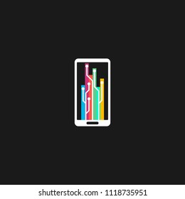 Smartphone technology logo design emblem template. Modern call system communication vector illustration on black background