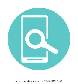 smartphone technology with magnifying glass vector illustration design