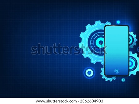 Smartphone technology Mobile phone with many gears on the back It shows that smartphone technology is continuously evolving to meet the needs of users. both entertainment and work