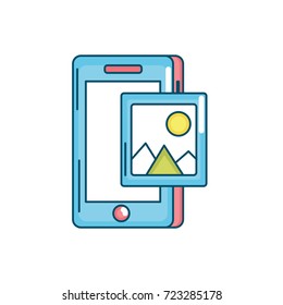 smartphone technology with picture icon