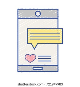 smartphone technology with romantic chat bubble
