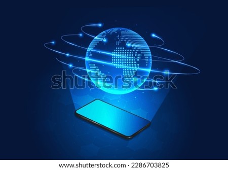 Smartphone technology showing globe Mobile media is a technology that is widely used all over the world as a means of helping businesses to communicate from anywhere using a network management 