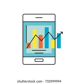 smartphone technology with statistics bar diagram