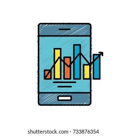 smartphone technology with statistics bar diagram
