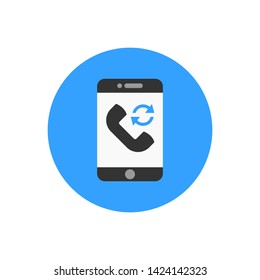 smartphone with telephone call repeat vector icon
