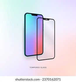 smartphone tempered glass - vector square design - suitable for advertisements, mockups and social media ads - editable, replaceable wallpaper