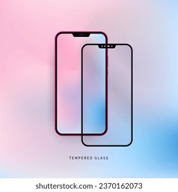 smartphone tempered glass - vector square design - suitable for advertisements, mockups and social media ads - editable, replaceable wallpaper