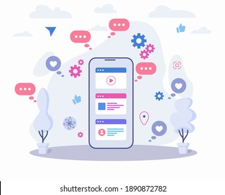 Smartphone template. Blogging. Marketing. Communication. Social media concept. Vector illustration. EPS 10