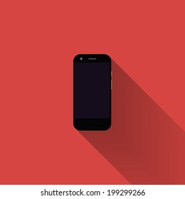 Smartphone template. Flat design, with long shadow. Minimal smartphone icon. Mobile device illustration. Easy to edit. Vector illustration - EPS10