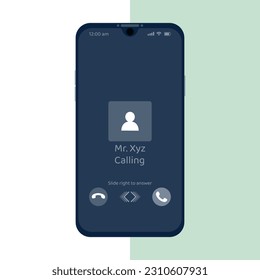 Smartphone template front view with call screen and network icon. Realistic Vector Device UI UX presentation template. 3D isometric Cellphone screen isolated illustration templates.