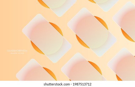 Plantilla de Smartphone. Estilo de glasmorfismo. Ilustración vectorial. Efecto morfismo de vidrio realista con un conjunto de placas de vidrio transparentes.