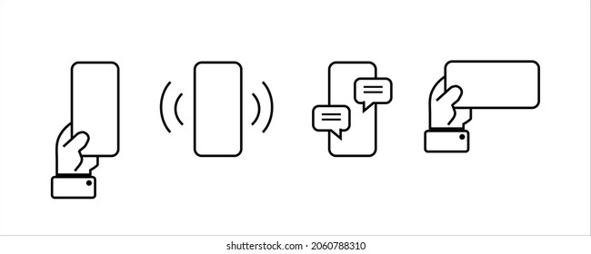 Smartphone template icon set. Calling phone, message window. Using telephone. Vector on isolated background. EPS 10