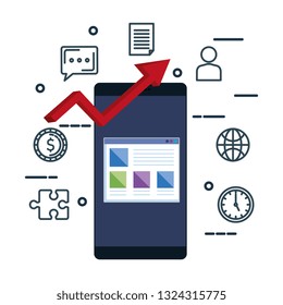 smartphone with template and set icons