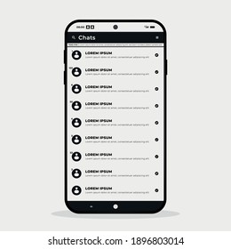 Smartphone template for social media app. Social media mockup with cellphone. Social network interface app