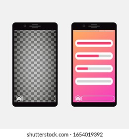 Smartphone template social media page with slider bar for interface. Layout mobile app with switch mention, ask and poll. Vector illustration