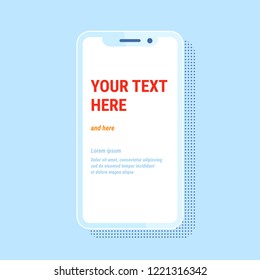 Smartphone template. Vector phone screen, modern trendy design, flat style, blue colors.