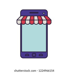 smartphone with tent isolated icon