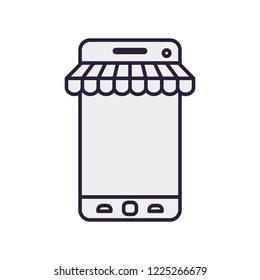 smartphone with tent isolated icon
