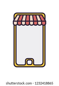 smartphone with tent isolated icon