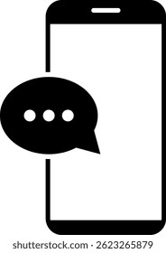 Ícone de mensagem de texto do smartphone. Notificação na tela do smartphone. Nova mensagem não lida. Enviando mensagens por telefone
