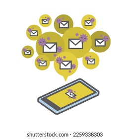 A smartphone that receives junk mail one after another