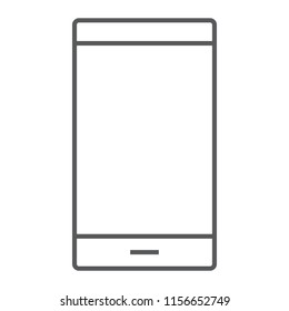 Smartphone thin line icon, electronic and device, phone sign, vector graphics, a linear pattern on a white background, eps 10.