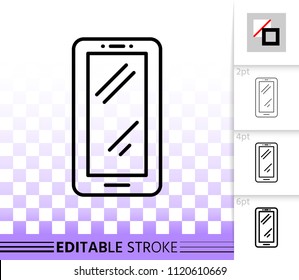 Smartphone thin line icon. Outline web sign of phone. Tablet linear pictogram with different stroke width. Simple vector symbol, transparent background. Smartphone editable stroke icon without fill