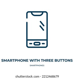Smartphone with three buttons icon. Linear vector illustration from smartphones collection. Outline smartphone with three buttons icon vector. Thin line symbol for use on web and mobile apps, logo, 