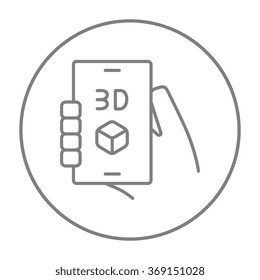 Smartphone with three D box line icon.