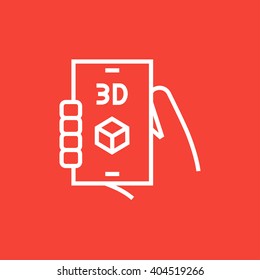 Smartphone con tres iconos de línea de caja D.