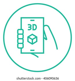 Smartphone with three D box line icon.