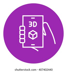 Smartphone with three D box line icon.