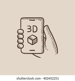 Smartphone con tres iconos de esbozo de cuadro D.