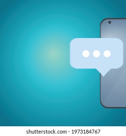 Smartphone with three dots in a sms speech bubble