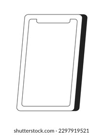 Smartphone tilted with empty screen monochrome flat vector object. Cellphone. Editable black and white thin line icon. Simple cartoon clip art spot illustration for web graphic design and animation