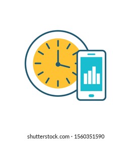 smartphone with time clock vector illustration design